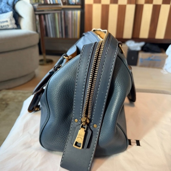 Coach Rogue Satchel 36 Glovetanned Navy Blue Leather with Gold Harware - Picture 6 of 9